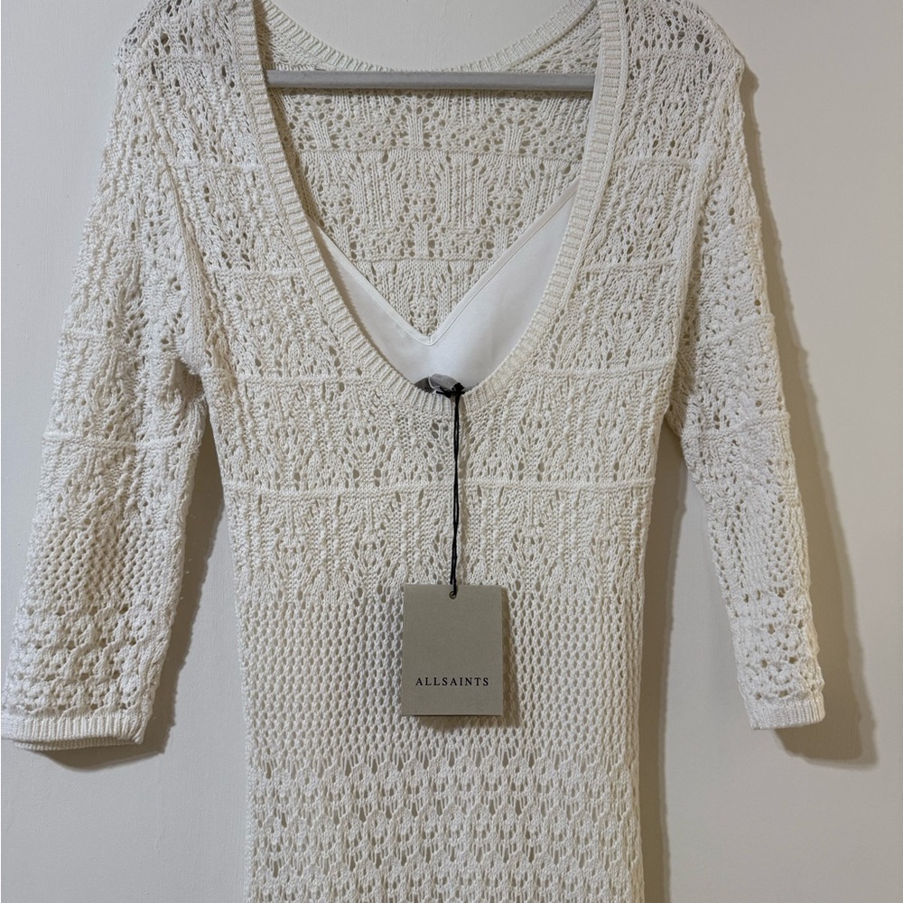 AllSaints White Lace Midi Dress - Picture 7 of 7